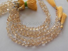 Apricot Yellow Quartz Faceted Coin Shape Beads